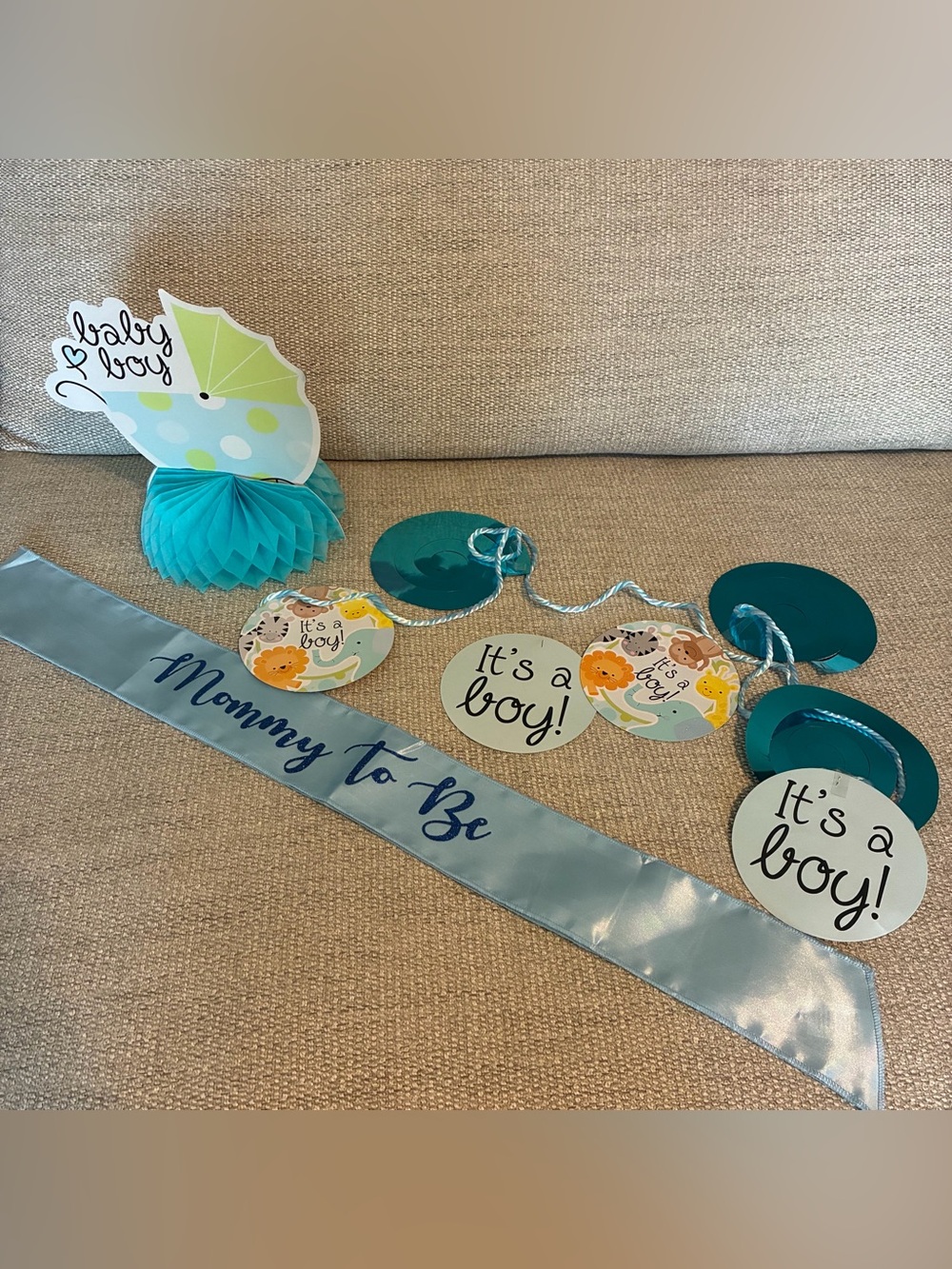 boy blue baby shower decoration lot